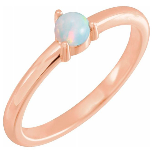14k Rose Gold White Opal Cabochon Ring