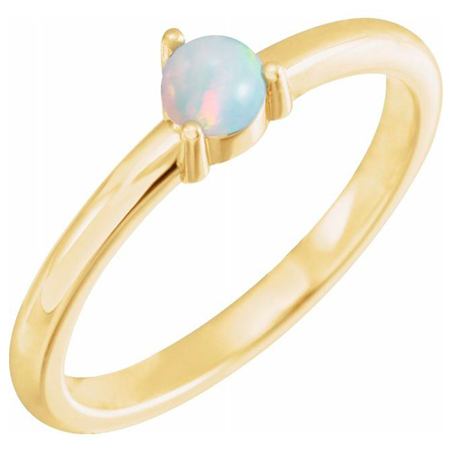 14k Yellow Gold White Opal Cabochon Ring
