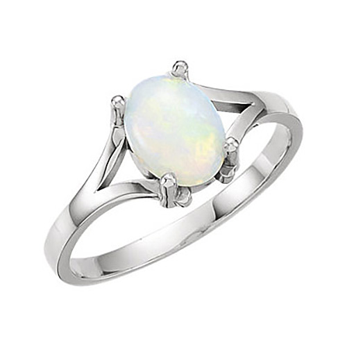 14k White Gold 3/4 ct Oval Australian Opal Ring