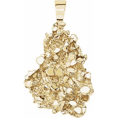 14k Yellow Gold Nugget Pendant 1in