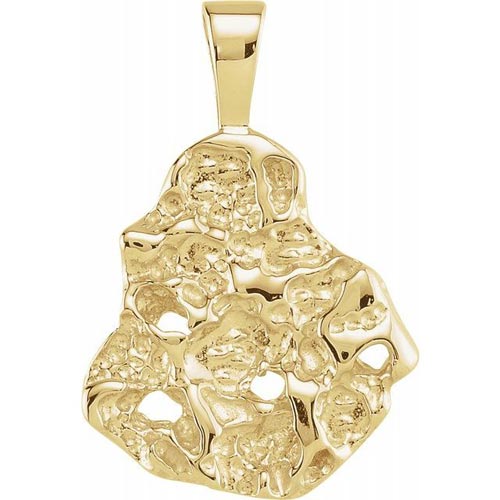 14k Yellow Gold Nugget Pendant 3/4in