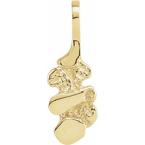 14k Yellow Gold Slender Gold Nugget Pendant 1/2in