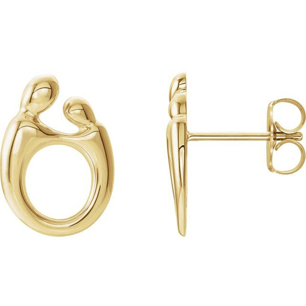 14k Yellow Gold Single Mother and Child Left Earring