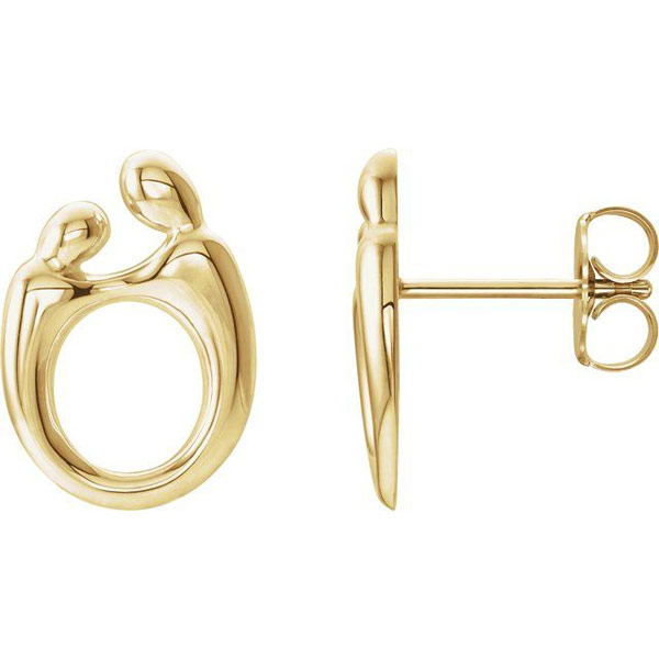 14k Yellow Gold Single Mother and Child Right Earring