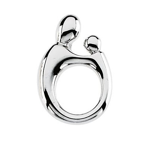 14kt White Gold 3/4in Mother and Child Pendant