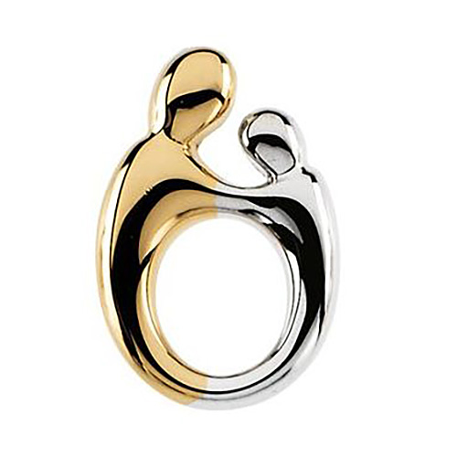 14kt Two-tone Gold 14.5mm Mother and Child Pendant