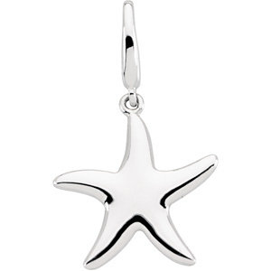 14kt White Gold 5/8in Starfish Charm