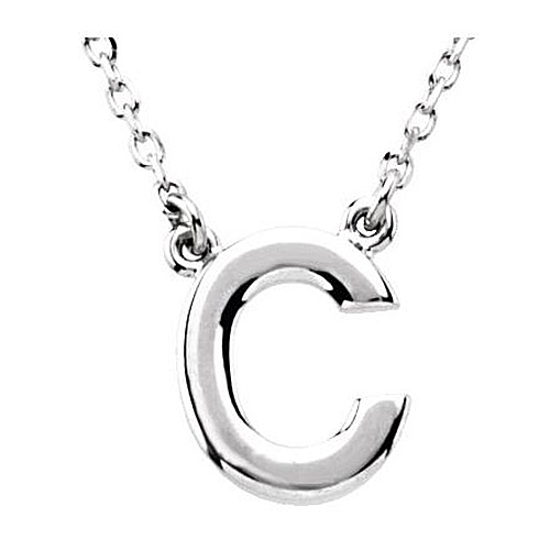 Sterling Silver Block Initial C 16in Necklace