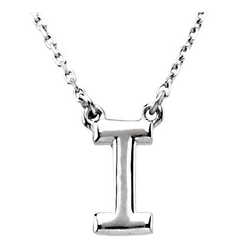 Sterling Silver Block Initial I 16in Necklace