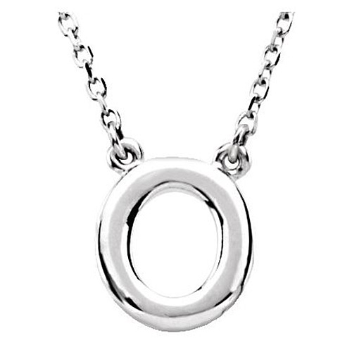 Sterling Silver Block Initial O 16in Necklace