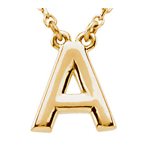 14k Yellow Gold Letter A Initial Necklace 16in