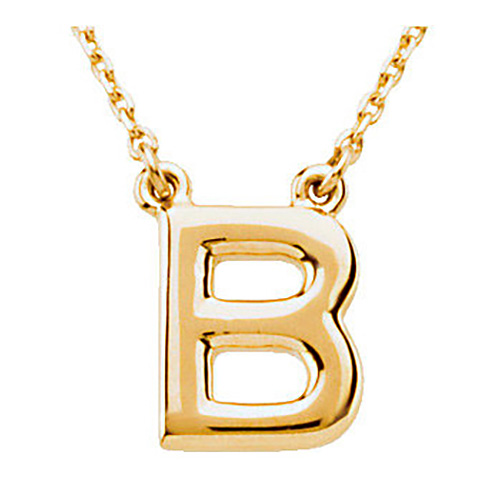 14k Yellow Gold Letter B Initial Necklace 16in