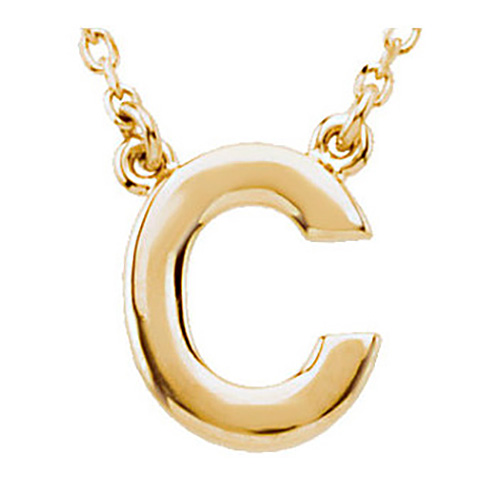 14k Yellow Gold Letter C Initial Necklace 16in