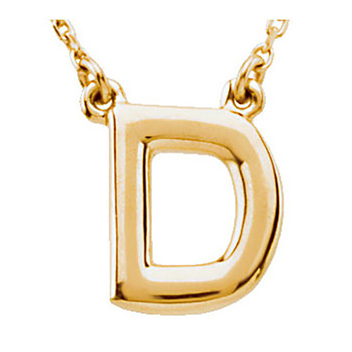 14k Yellow Gold Letter D Initial Necklace 16in