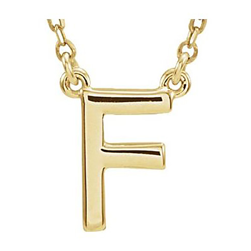 14k Yellow Gold Letter F Initial Necklace 16in
