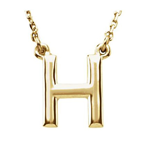 14k Yellow Gold Letter H Initial Necklace 16in