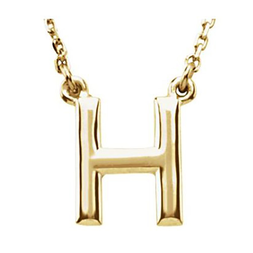14k Yellow Gold Letter H Initial Necklace 16in
