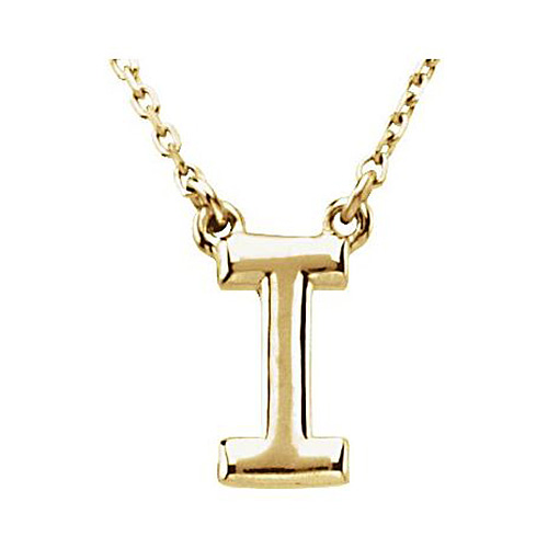 14k Yellow Gold Letter I Initial Necklace 16in