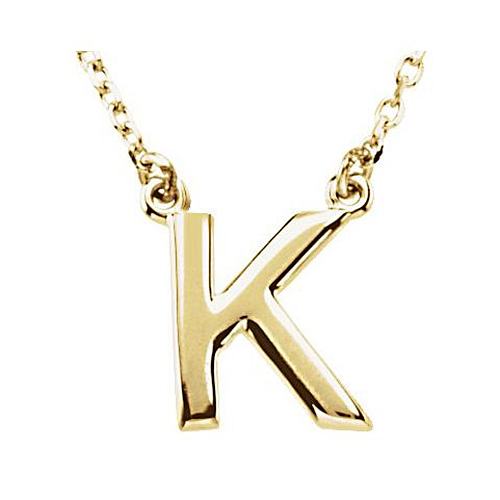 14k Yellow Gold Letter K Initial Necklace 16in