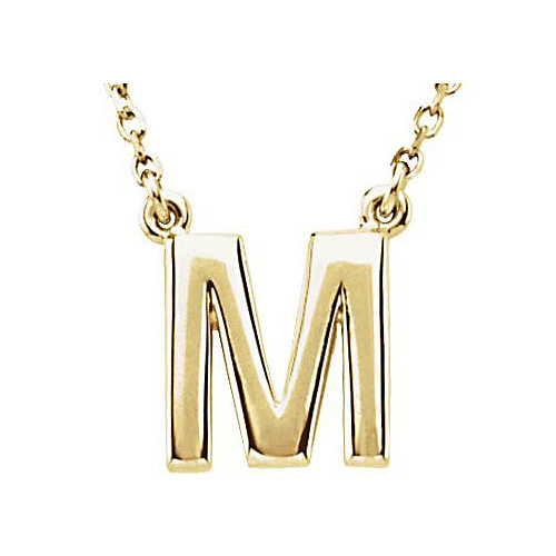 14k Yellow Gold Letter M Initial Necklace 16in