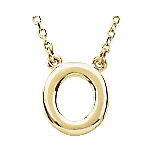 14k Yellow Gold Letter O Initial Necklace 16in