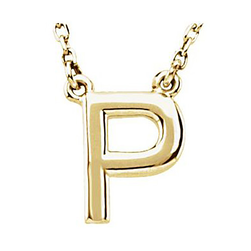 14k Yellow Gold Letter P Initial Necklace 16in