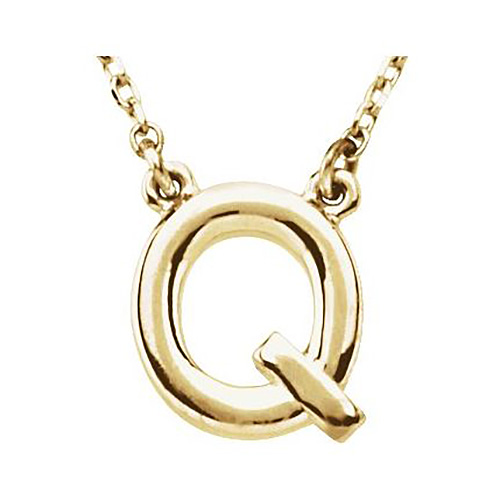 14K Yellow Gold Letter Q Initial Necklace 16in