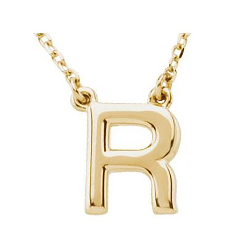 14k Yellow Gold Letter R Initial Necklace 16in