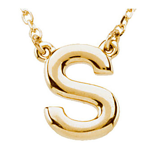14k Yellow Gold Letter S Initial Necklace 16in