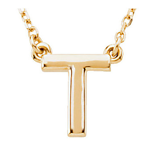14k Yellow Gold Letter T Initial Necklace 16in