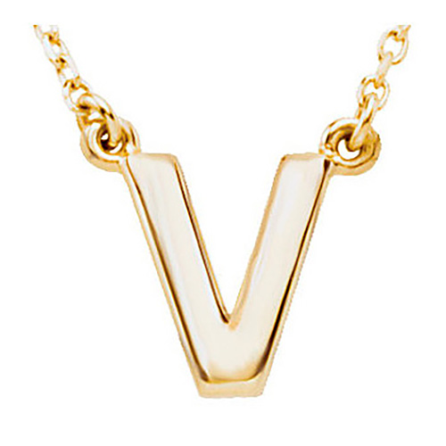 14k Yellow Gold Letter V Initial Necklace 16in