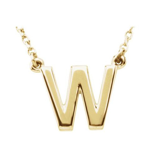 14k Yellow Gold Letter W Initial Necklace 16in