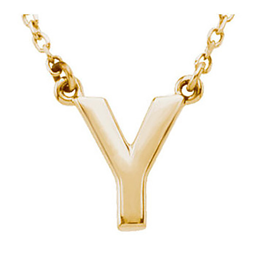 14k Yellow Gold Letter Y Initial Necklace 16in