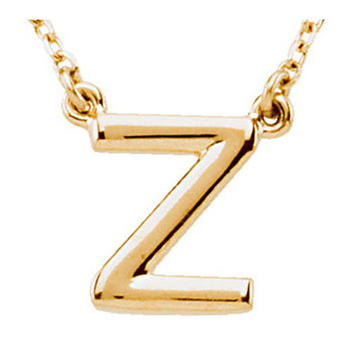 14k Yellow Gold Letter Z Initial Necklace 16in