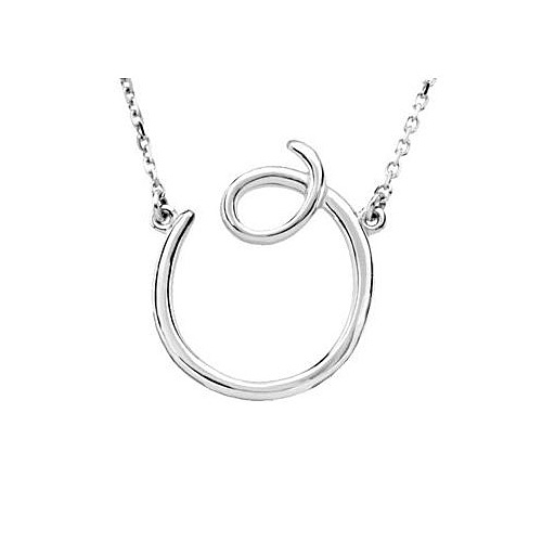 Sterling Silver Script Initial O 16in Necklace