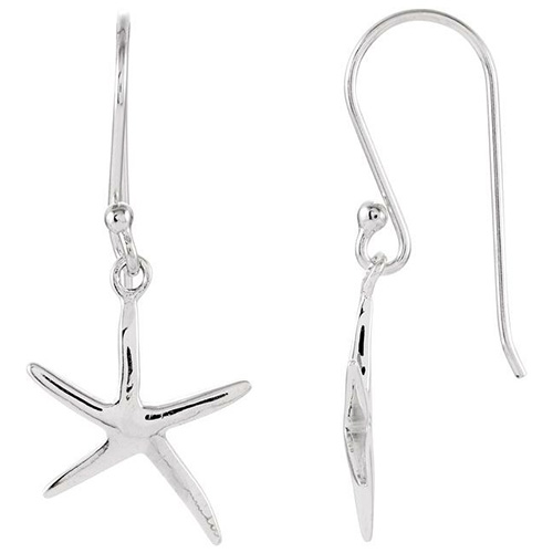 Sterling Silver 5/8in Starfish Dangle Earrings