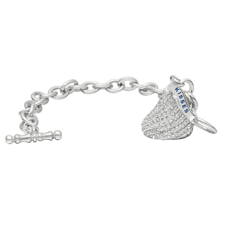 Sterling Silver HERSHEY'S KISSES Cubic Zirconia Charm Bracelet