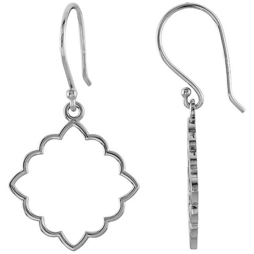 14kt White Gold 5/8in Curly Pointed Dangle Earrings