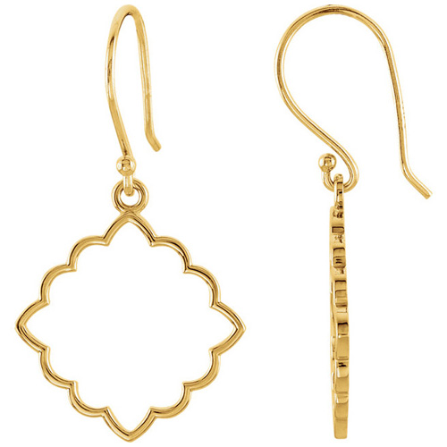 14kt Yellow Gold 5/8in Curly Pointed Dangle Earrings