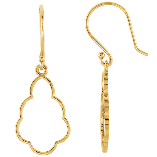 14kt Yellow Gold Small Curled Teardrop Dangle Earrings