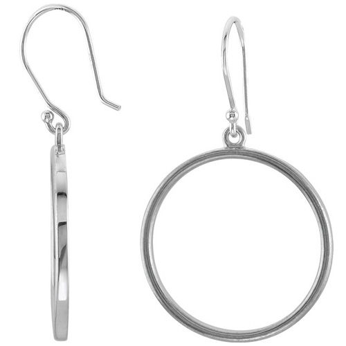 14k White Gold Open Circle Dangle Earrings