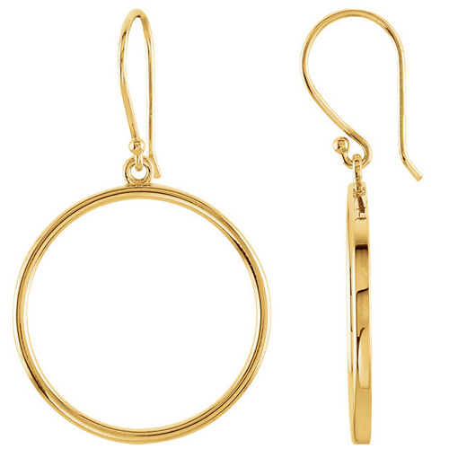 14k Yellow Gold Circle Dangle Earrings