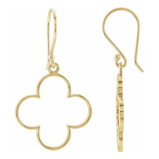14kt Yellow Gold 5/8in Open Clover Dangle Earrings