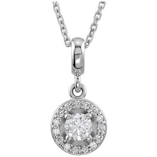 14kt White Gold Halo-Styled 1/4 ct Diamond Necklace