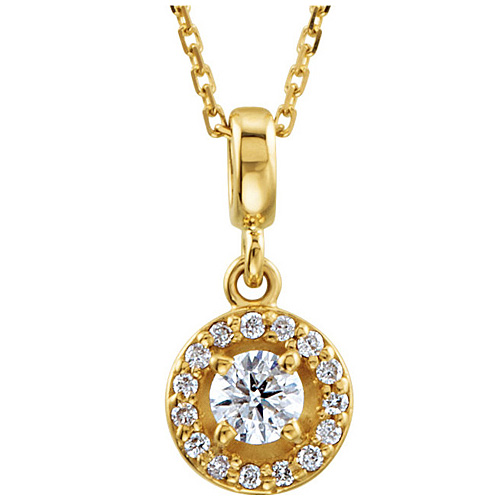 14kt Yellow Gold Halo-Styled 1/4 ct Diamond Necklace