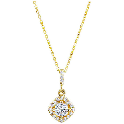 14kt Yellow Gold Halo 3/8 ct Diamond Necklace