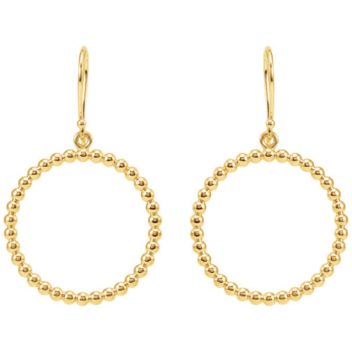 14kt Yellow Gold 7/8in Beaded Round Dangle Earrings