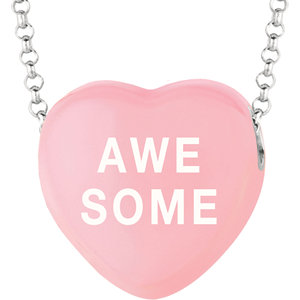 Sterling Silver Light Pink Awesome Sweethearts 16in Necklace