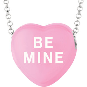 Sterling Silver Dark Pink Be Mine Sweethearts 16in Necklace
