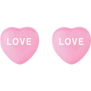 Sterling Silver Dark Pink Love Sweethearts Earrings
